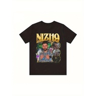 Men's Vintage 90s German Rap Band T-Shirt with NIZI19 Logo - Retro Hip Hop Concert Tee Suitable for 