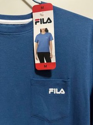 全新 Fila藍色口袋短袖上衣 運動上衣