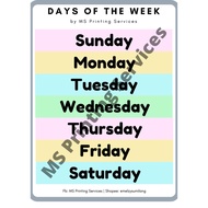 Laminated Chart (Days of the Week)