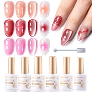 Gellen Gel Nail Polish, 6PCS Jelly Purple Red Pink Gel Polish Set, Soak off U V Gel Nail Polish Kit,