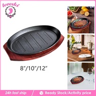[Lovoski] Steak Fry Plate BBQ Grill Pan Veggies Meats Grill Plates Nonstick Oval Shape Skillet Hot P