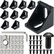 BELLA BAYS 10 Sets 4040 Series 4040A Corner Bracket Black for 8mm T Slot Aluminum Extrusion Profile 