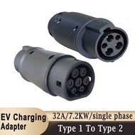 Type 1 To Type 2 EV Electric Vehicle Charging Adapter 32A 7.2KW Single Shase J1772 IEC 62196 Plug So
