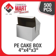 PE CAKE BOX 4"x4"x3" INCHES PLAIN WHITE (FOOD GRADE) (500PCS-CARTON) SQUARE PACKAGING TAKE AWAY BOX 