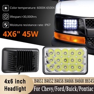 4x6inch LED Headlight H4 Hi/Lo Beam Off-road Trailer Trucks Vehicles Headlamp For Chevy Express Carg