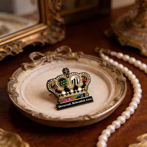 SIX the Musical Enamel Pin Divorced Beheaded Live Crown Badge Queen Catherine of Aragon Anne Boleyn 