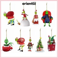 ORIENTLIIY 9Pcs Xmas Tree Hanging Decoration, Grinch Flat Grinch Figure Pendant, Acrylic Merry Chris