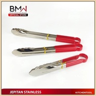 MERAH KBU Stainless Steel Tongs for Food, Cake, Fried Food, Bread Thick Red Handle Vegetablemie Tong