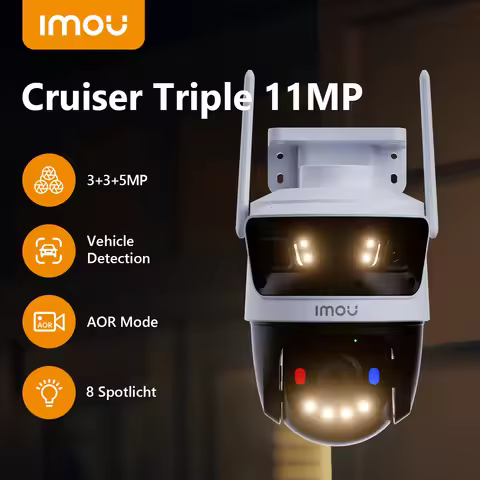IMOU Outdoor Cruiser Triple 11MP Lens Red-Bule Warning Light PTZ WiFi Camera Vehicle & Human Detecti