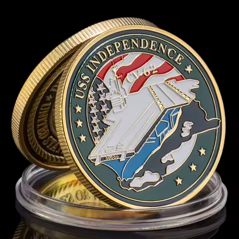 United States Navy CV-62 Independence Aircraft Carrier Gold Plated Souvenir Coin Department of The N