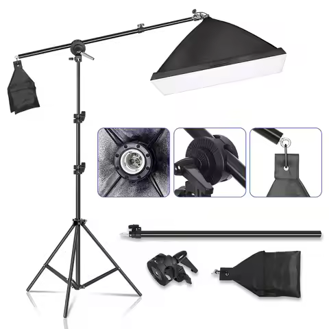 SH 50x70CM Softbox Photo Lighting kit With 2M Tripod And Arm Stand Photo Studio With E27 Photography
