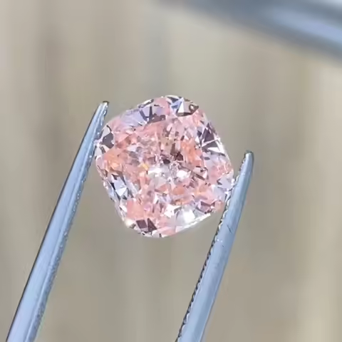 CVD Lab Grown Diamond Cherry Blossom Pink Cushion Shape 2.25ct