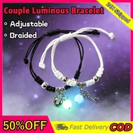 2Pcs/Set Couple Luminous Bracelet Adjustable Braided Bracelet Best Friends Friendship Accessories