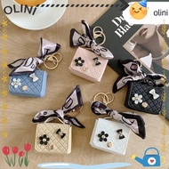 OLINI Keychain, Mini Solid Color Earphone Storage Bag, Fashion Leather Creative Earphone