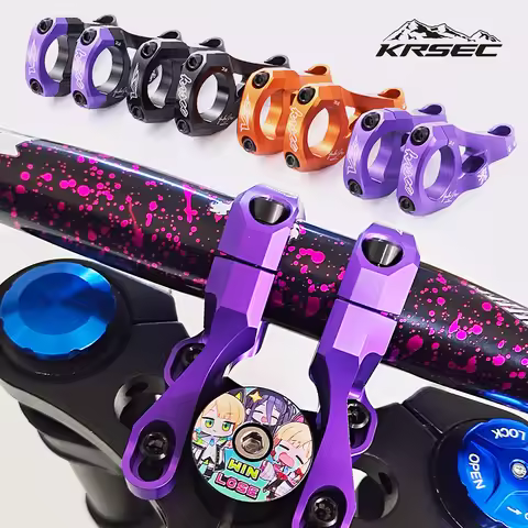 KRSEC MTB Bike Stem + TC4 M6 Bolts CNC Aluminum Alloy Downhill Bicycle Handlebar 31.8mm DH/AM/FR Bik