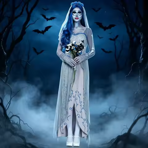 Ghost Bride Role Playing Party Corpse Bride Costume Halloween Female Horror Vampire Costume Dress