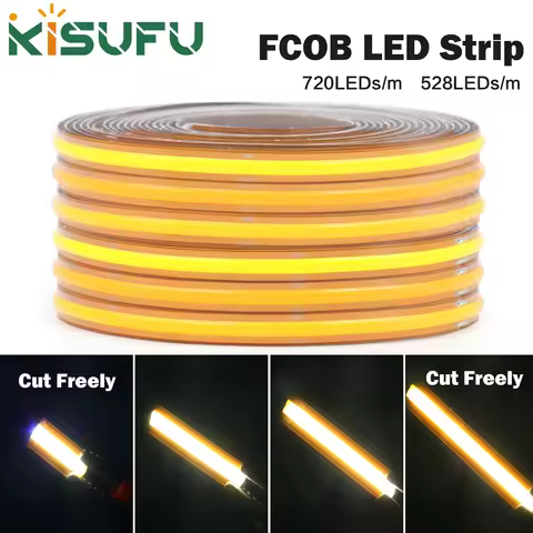 24V FOB COB LED Strip Light Cut Freely 528LEDs/m 720 LEDs/m Super Bright 8mm PCB Flexible Linear Lig