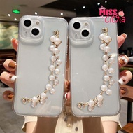 GC132 SOFTCASE CLEAR PEARL CHAIN BRACELET FOR SAMSUNG J2 J4 J6 J7 Prime A02 A02S A03 A03S A04 A04E A