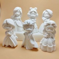 彩繪石膏娃娃塗色白雪艾莎公主兒童手工diy製作玩具模具白胚繪畫