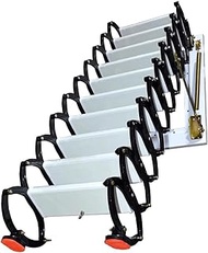 Loft Ladder Pull Down Carbon Steel Folding Ladder Non-Slip Steps Attic Ladder 300kg/661lb Wall Mount