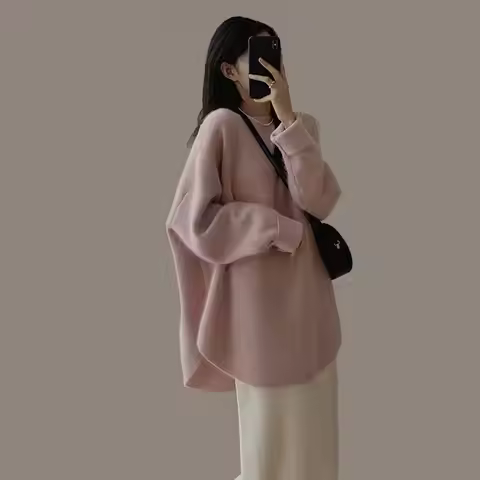 Women Knitted Sweater Fall Winter O Neck Elegant Loose Fuzzy Warm Casual Oversized Ladies Female Pul