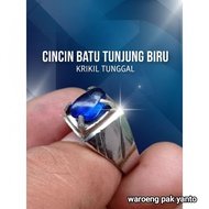 King blue sapphire agate ring, single gravel, monel mban, anti-rust and fade