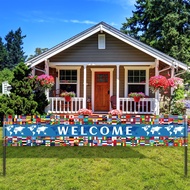 Tatuo International Decorations Welcome Banner Large World Flag Welcome Yard Sign Back to School Dec