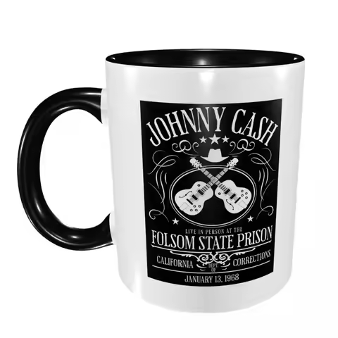 Johnny Cash Live At Folsom State Prison Jan 13 1968 Mug Funny Ceramic Coffee Cups Tea Mugs Milk Cup