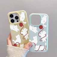 2 in 1 Candy Color Cute Kitten Play With Yarn Ball Printed Case For OPPO A38 A5 A18 A17 A57 A16 A36 