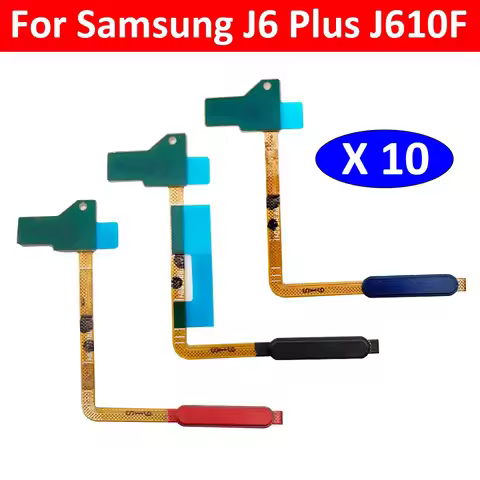 10Pcs/Lot, Home Button FingerPrint Touch ID Sensor Power Flex Cable Ribbon For Samsung J6 Plus J6+ J