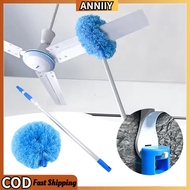 Scalable Ceiling Fan Duster Rings Shape Long Handle Dust Removal Brush for Ceiling Walls Top Cleanin