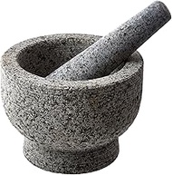 Kota Japan 6” Granite Mortar &amp; Pestle Natural Stone Bowl and Grinder Set for Spices, Herbs, Seasonings, Pastes, Pesto and Guacamole with Stylish Ergonomic Design.