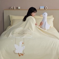 鞦韆鵝 薄紗毯-鵝絨黃