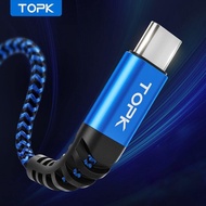 3A 6.6ft สายเคเบิล USB ชนิด C แบบชาร์จเร็วสายชาร์จ topk USB A ถึง Type C แบบถักสำหรับ Samsung Galaxy A10e A20 A50 A51 A71 S20 S10 S8 S9