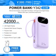 V380 Pro Original Powerbank fast charging  PD22.5W Y342 Portable 20000mAh 25000mAh Comes with three 