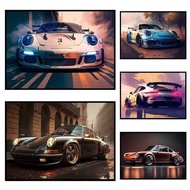 911 GT3 RS Super Sports Car Canvas Poster Wall Decoration Home Decoration Gifts for Car Lovers.