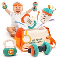 Vanplay Baby Toys 0-12 Months, Workout Plush Toy with Rattle for 0-3-6 Month, Sensory Montessori Toy