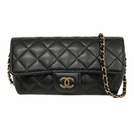 CHANEL 香奈兒 AP2044 荔枝牛皮 鍊條眼鏡側背包 黑色