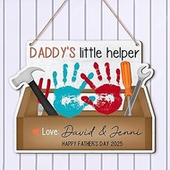 Custom Daddy's Little Helper Toolbox Craft DIY Baby Handprint Art For Father's Day, Dad Tools Handpr
