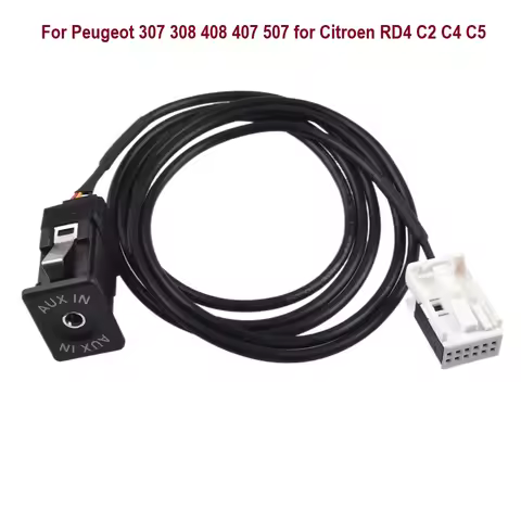Car Radio CD Audio Cable 12PIN AUX Interface+Auxiliary Cable Audio Kit For Peugeot 307 308 408 407 5