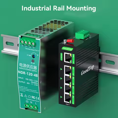 Industrial POE Switch GoodTop Industrial POE Switch 5 Port Gigabit Unmanaged Switch with DIN Rail 12