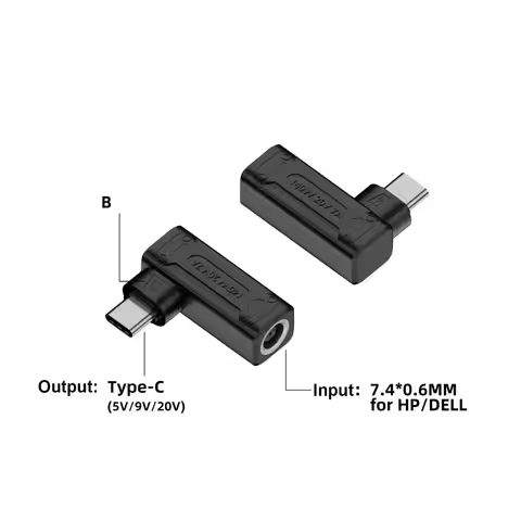 PD 140W DC to Type C Converter 5.5X2.5 7.4X0.6 5/9/20V Laptop Charging Plug Square Mouth Mobile Phon