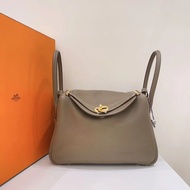 【專櫃購買正品】愛馬仕Hermes lindy26大象灰金扣