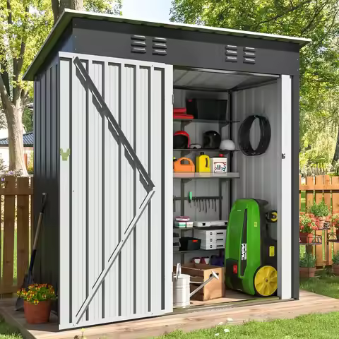 4.5x2.5 FT Outdoor Storage Shed, Large Garden Shed with Updated Frame Structure and Lockable Doors, 