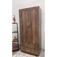 ROAM 2 Door 2 Drawer Wardrobe Clothes with Keylock Almari Baju Kunci Bedroom Cabinet Beige Oak Color Rak Baju Kayu