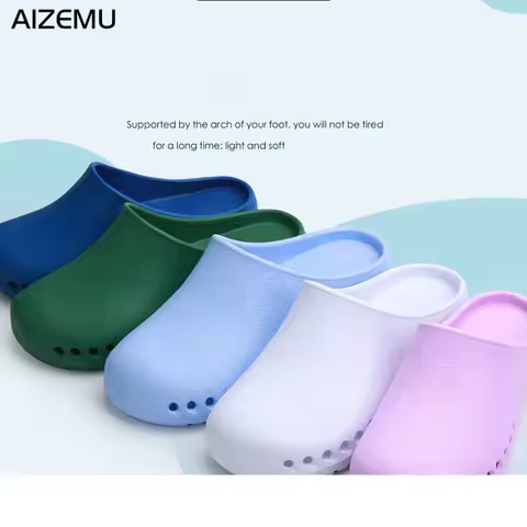 Woman Summer Nurse Clogs Surgical Doctor Shoes Non-slip Operating Room Slipper Blue Lab Slipper Medi