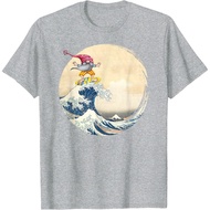 Surfing Gnome Riding Great Wave Off Kanagawa - Gnome T-Shirt