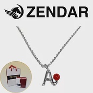 【ZENDAR】頂級天然沙丁紅珊瑚圓珠3-3.5mm字母銀色項鍊 字母A (227244)