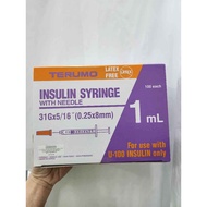 [31G] [1 BOX] [INSULIN SYRINGE] Terumo Insulin Syringe Precise Dosage (1.0ML) with Needle 100 units