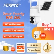 Buy 1Take1  FERNYE S49 Single Lens Solar 4G CCTV Camera 2K FHD No WiFi No Power Required Outdoor PTZ
